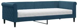 Sofa z materacem do spania, niebieska, 80x200 cm, aksamit
