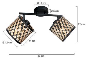 Mexlite Lampa sufitowa Sumba, możliwość ściemniania, czarny, salon / jadalnia, bambus