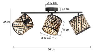 Mexlite Lampa sufitowa Sumba, możliwość ściemniania, czarny, salon / jadalnia, bambus