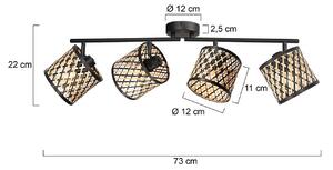 Mexlite Lampa sufitowa Sumba, możliwość ściemniania, czarny, salon / jadalnia, bambus