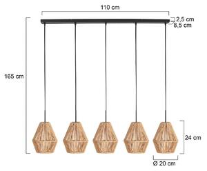 Anne Light Lampa wisząca Ropex, możliwość ściemniania, czarny, salon / jadalnia, metal