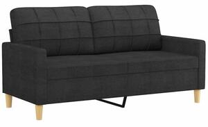 Sofa 2-osobowa, czarna, 140 cm, tapicerowana tkaninÄ