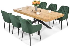 Zestaw mebli do jadalni 6-osobowy: stół rozkładany BOSTON i krzesła EMMA - zielony