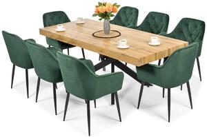 Zestaw mebli do jadalni 8-osobowy: stół rozkładany BOSTON i krzesła EMMA - zielony
