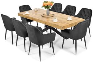 Zestaw mebli do jadalni 8-osobowy: stół rozkładany BOSTON i krzesła EMMA - czarny