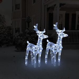 Świąteczne renifery, 2 szt., 80 zimnych białych LED, akryl