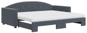 Sofa rozsuwana z materacami, ciemnoszara, 90x190 cm, aksamit
