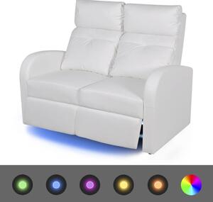 Fotele kinowe 2 osobowe, biała, sztuczna skóra
