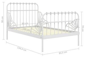 Przedłużana rama łóżka, biała, metalowa, 80x130/200 cm