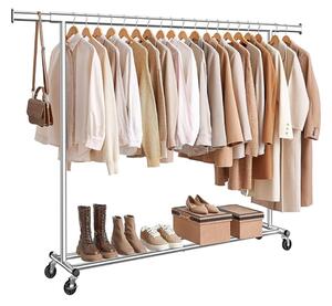 Wieszak na ubrania DOLLY na kółkach, max. 150 kg, 45x160-200x161,5cm, srebrny SongmicsHome