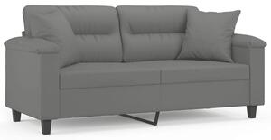 Sofa 2-osobowa z poduszkami, ciemnoszara, 140 cm, mikrofibra