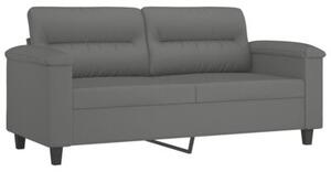 Sofa 2-osobowa z poduszkami, ciemnoszara, 140 cm, mikrofibra