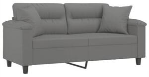 Sofa 2-osobowa z poduszkami, ciemnoszara, 140 cm, mikrofibra