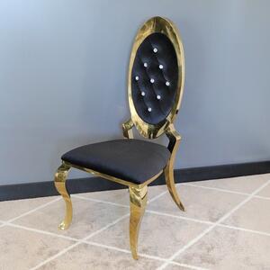 Krzesło glamour Victoria Gold black - złote krzesło pikowane kryształkami