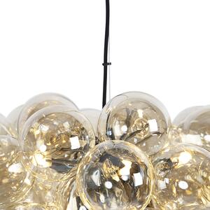 Designerska lampa wisząca czarna szkło bursztynowe 8-źródeł światła - Uvas Oswietlenie wewnetrzne