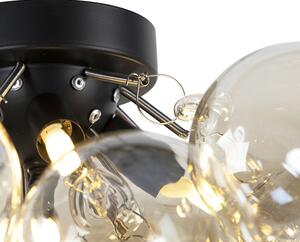 Designerski Plafon / Lampy sufitowe czarny szkło bursztynowe 4-źródła światła - Uvas Oswietlenie wewnetrzne