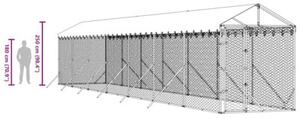 Kojec dla psa, z dachem, srebrny, 2x14x2,5m, stal galwanizowana