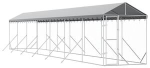 Kojec dla psa, z dachem, srebrny, 2x14x2,5m, stal galwanizowana