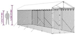Kojec dla psa, z dachem, srebrny, 2x10x2,5m, stal galwanizowana