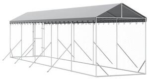 Kojec dla psa, z dachem, srebrny, 2x10x2,5m, stal galwanizowana