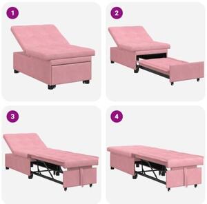 Nowoczesna sofa z funkcjÄ spania w rÃ³Å¼owym aksamicie