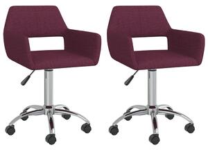 Obrotowe krzesła stołowe, 2 szt., fioletowe, obite tkaniną