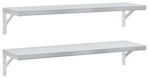 Półki ścienne, 2 szt., 100x30 cm, srebrna stal nierdzewna