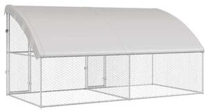 Nowoczesny kojec dla psa z ocynkowanej stali z wodoodpornym dachem - srebrny 400x200x200 cm
