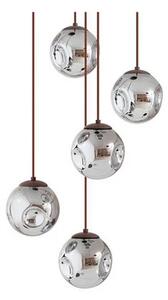 Lindby - Valentina 5 Round Lampa Wisząca Smoked Grey/Brown