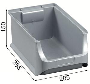 Plastikowe pojemniki PLUS 4, 205 x 355 x 150 mm, szare, 12 szt