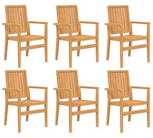 Sztaplowane krzesła ogrodowe, 6 szt., 56,5x57,5x91 cm, tekowe