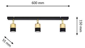 Lampa metalowa na listwie TUBSSON R-L 1166/3 BK+GO