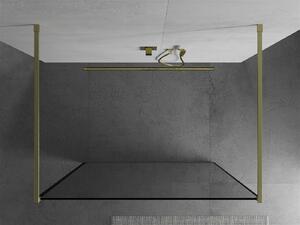 Mexen Kioto ścianka prysznicowa wolnostojąca 100 x 200 cm, czarny wzór 8 mm, złota szczotkowana - 800-100-002-55-70