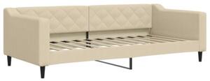 Sofa rozsuwana z szufladami, kremowa, 90x200 cm, tkanina