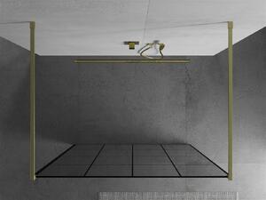 Mexen Kioto ścianka prysznicowa wolnostojąca 130 x 200 cm, czarny wzór 8 mm, złota szczotkowana - 800-130-002-55-77