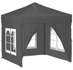 Składany namiot imprezowy ze ściankami, czarny, 2x2 m