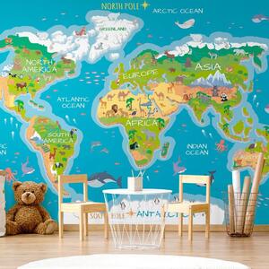 Samoprzylepna tapeta geograficzna mapa świata dla dzieci