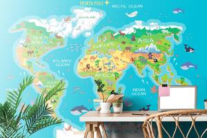 Samoprzylepna tapeta geograficzna mapa świata dla dzieci
