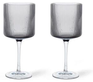 Ferm LIVING - Ripple Czerwona Wine Glasses Set of 2 Smoked Szara