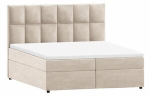 Beżowe łóżko boxspring ze schowkiem 140x200 cm Flip – Ropez