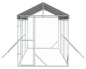 Kojec dla psa, z dachem, srebrny, 2x6x2,5 m, stal galwanizowana