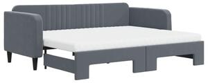 Sofa rozsuwana z materacami, ciemnoszara, 90x200 cm, aksamit