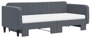 Sofa rozsuwana z materacami, ciemnoszara, 90x200 cm, aksamit