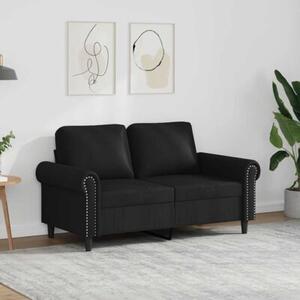Sofa, 2-osobowa czarna, 120 cm, sztuczna skÃ³ra