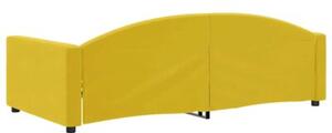 Sofa z funkcją spania, żółta, 100x200 cm, obita aksamitem