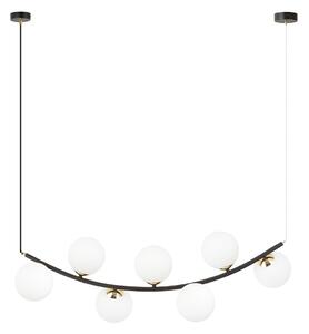 Ritz 7 White – żyrandol, duża lampa wisząca, szklane kule, oświetlenie salonu domodes