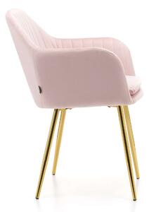 MebleMWM Krzesło Glamour 8174-3 róż, welur, złote nogi
