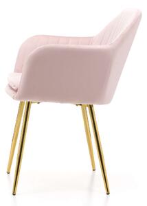 MebleMWM Krzesło Glamour 8174-3 róż, welur, złote nogi