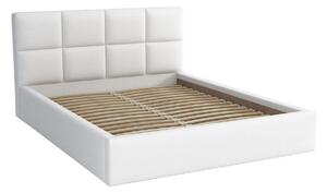 Łóżko do sypialni z pojemnikiem 180x200 - Alaska Białe Eko skóra
