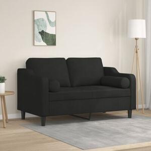 Sofa 2-osobowa z poduszkami, czarna, 120 cm, tkanina